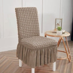 Bubble Stuff Frill Style Dining Chair Cover |Cream Color