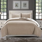 Luxury100% Egyptian Cotton Satin Stripe Duvet Cover Sets Beige - Aura Living
