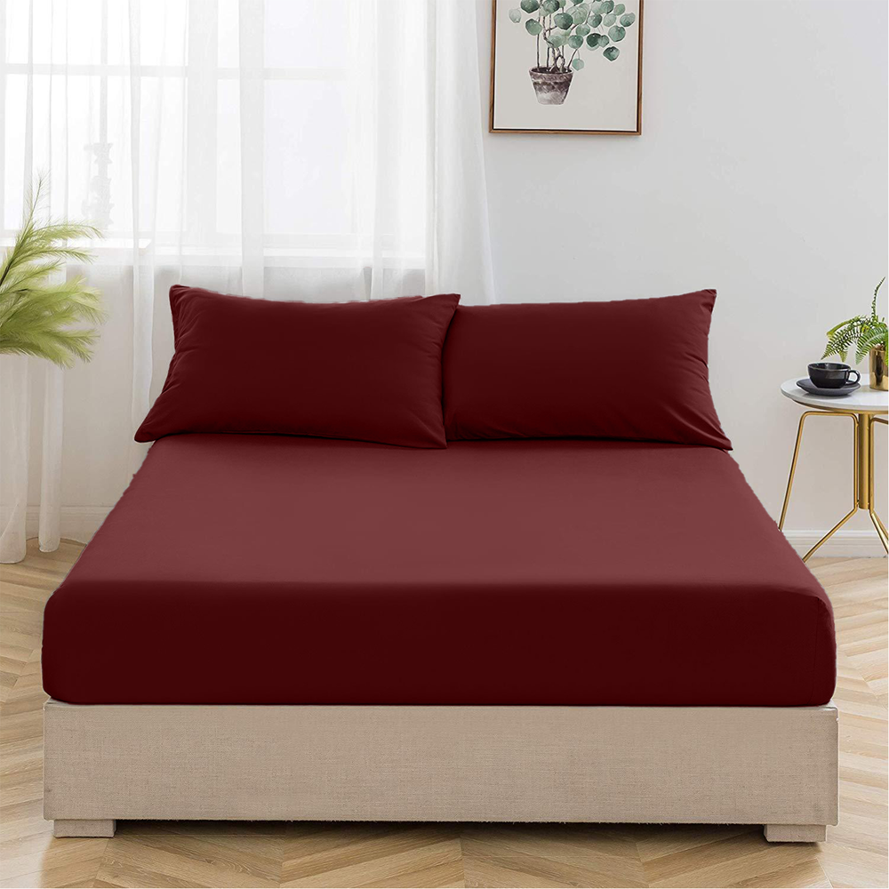 Burgundy Egyptian Cotton Fitted Sheet Set - Aura living