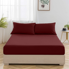 Burgundy Egyptian Cotton Fitted Sheet Set - Aura living