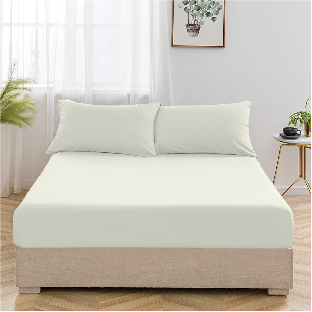 Ivory Egyptian Cotton Fitted Sheet Set - Aura living