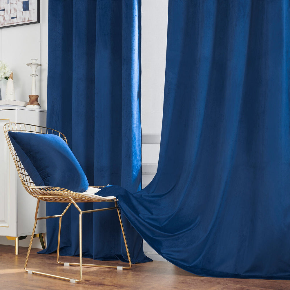 Royal Blue Premium Quality Velvet Curtain -1 Panel - Aura living