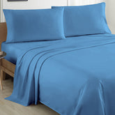 Plain Cotton Bed sheet Set - Blue - Aura Living
