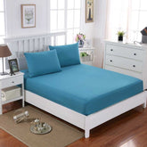 Rich Cotton Fitted Sheet with Pillow covers - Teal