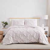 Luxury Cotton Satin Pintuck Duvet Cover Set - Off White - Aura Living