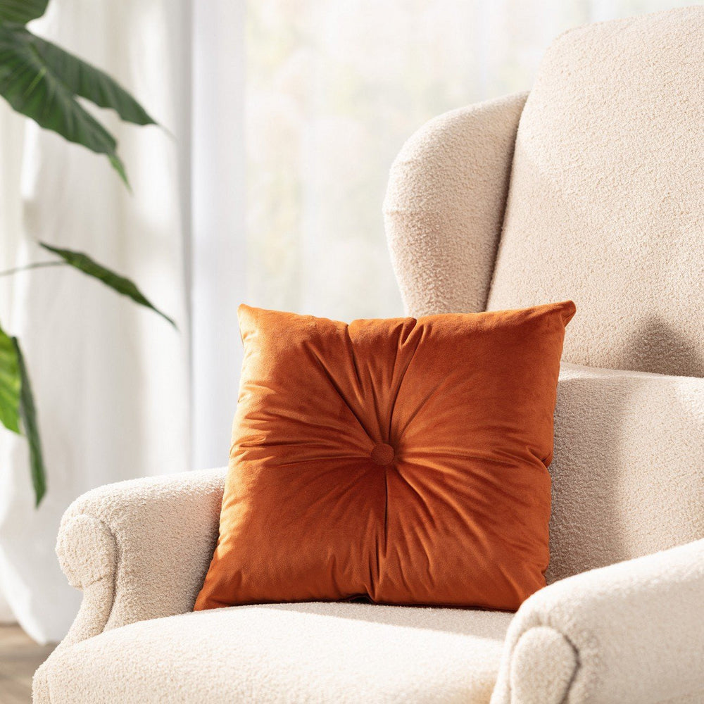 Square Velvet Cushion Covers With Button - Aura Living