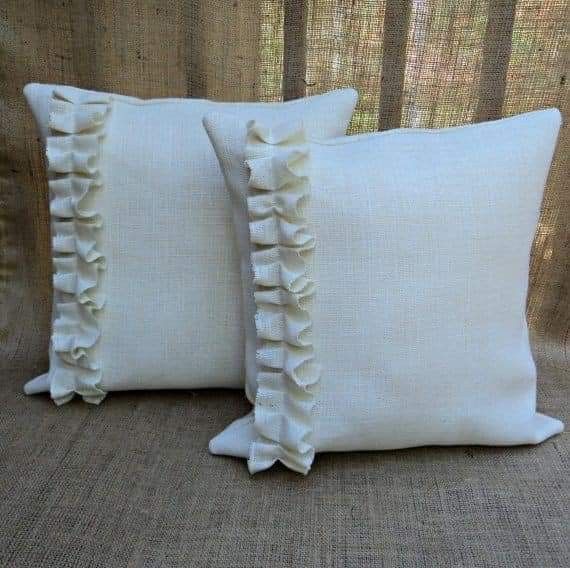 Pack of 2 Foxy Frill Jute Cushion Cover- off White - Aura living