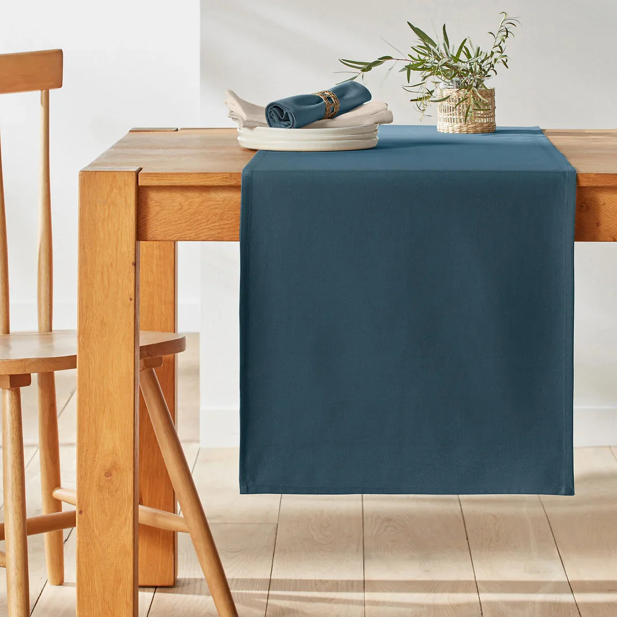 100% Cotton Table Runner - Prussian Blue - Aura Living