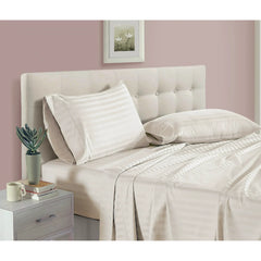 Luxury Strip Satin Bed sheet Set - Off White - Aura Living