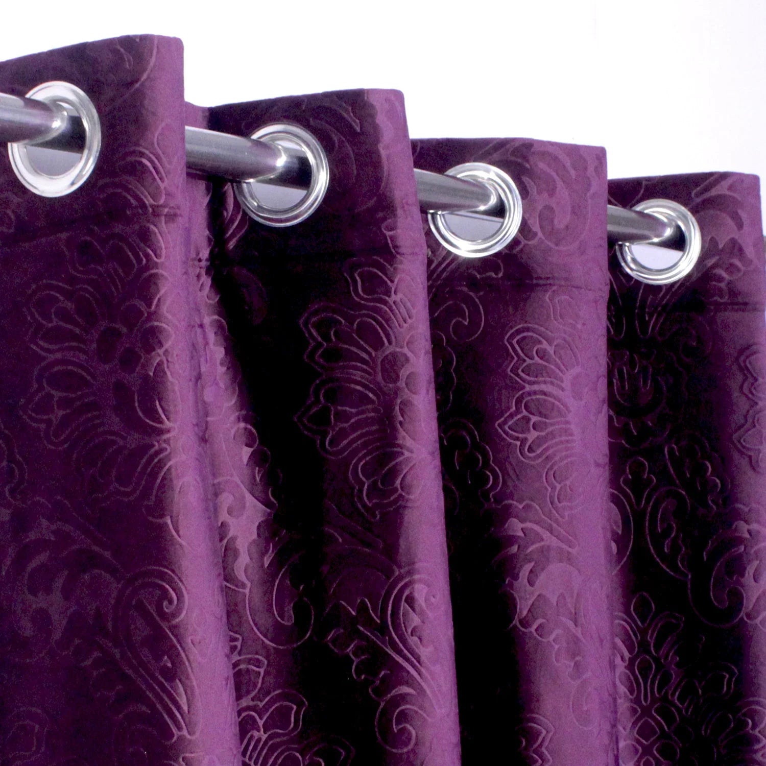 Branched Leaves Embossed Velvet Curtains Pair