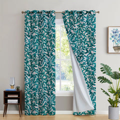 GREEN LEAF PRINTED BLACKOUT CURTAIN - Aura Living