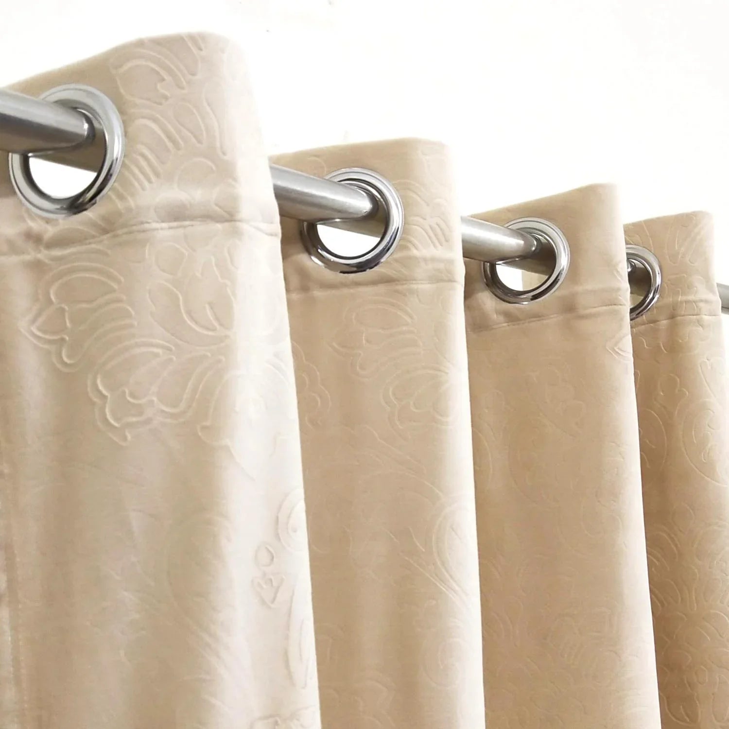Branched Leaves Embossed Velvet Curtains Pair