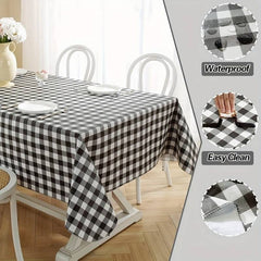 Waterproof Cotton Reversible Dinning Set - Black Checked - Aura living