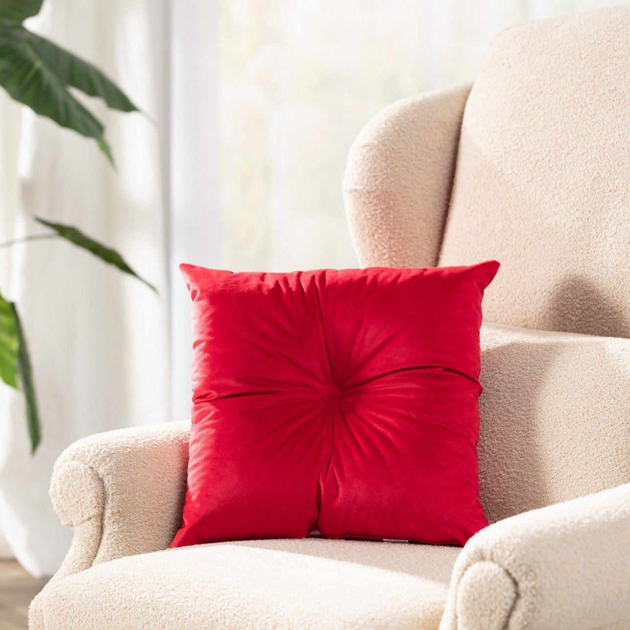 Square Velvet Cushion Covers With Button - Aura living