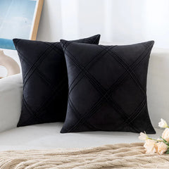 Velvet Decorative Double Cross Pleated Cushions - Aura Living