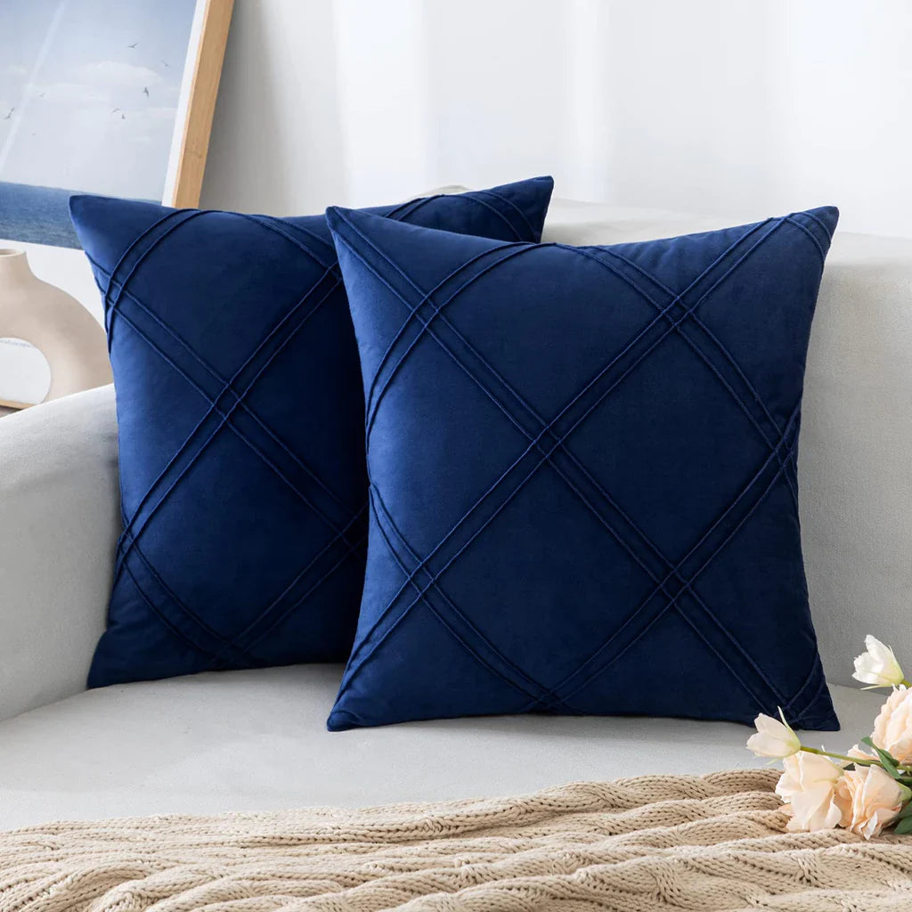 Velvet Decorative Double Cross Pleated Cushions - Aura Living