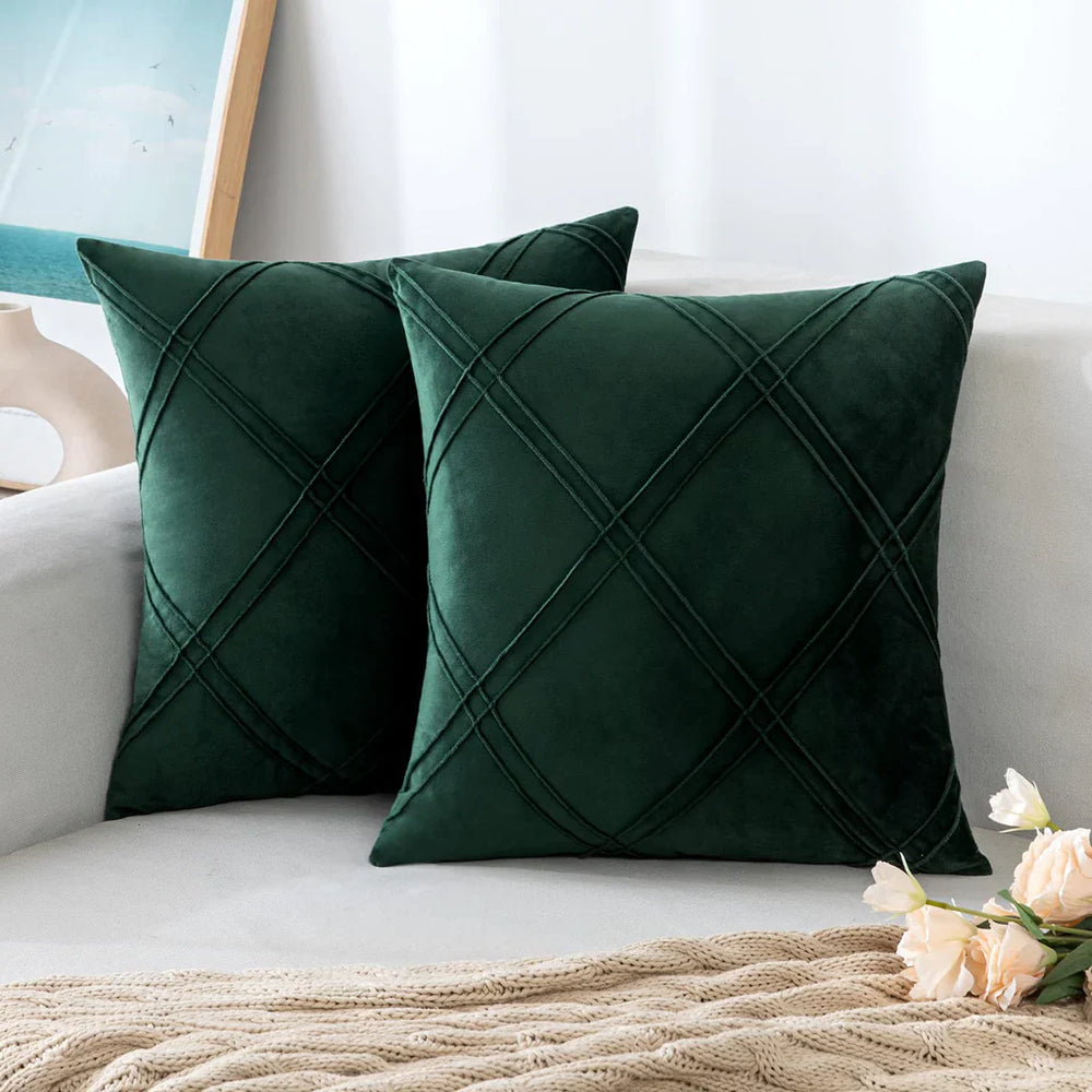 Velvet Decorative Double Cross Pleated Cushions - Aura Living