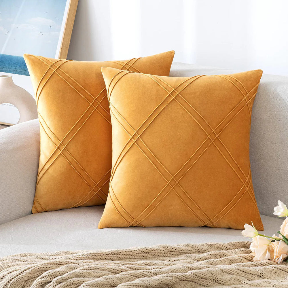 Velvet Decorative Double Cross Pleated Cushions - Aura Living