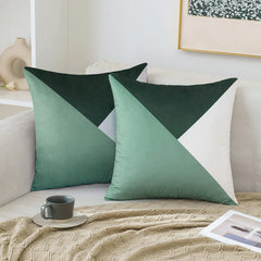 Pack Of 2 Velvet Geometric Patchwork Cushions - Aura Living