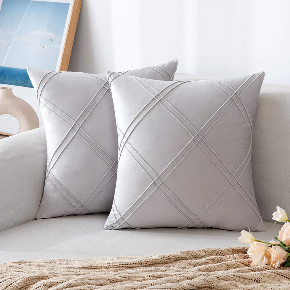 Velvet Decorative Double Cross Pleated Cushions - Aura Living