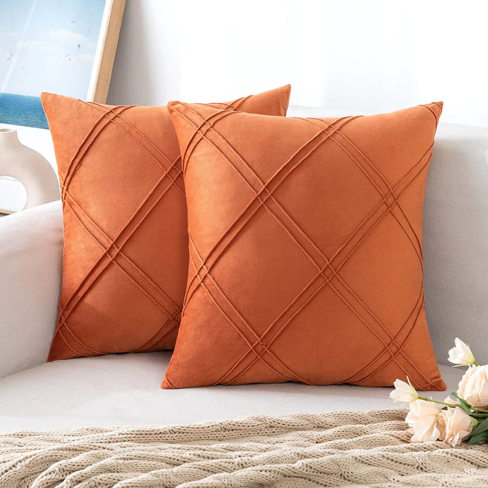 Velvet Decorative Double Cross Pleated Cushions - Aura Living