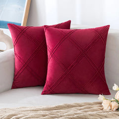 Velvet Decorative Double Cross Pleated Cushions - Aura Living