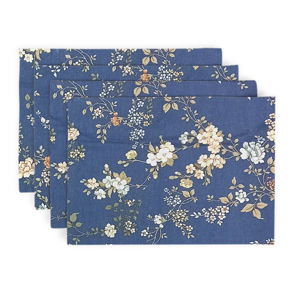 Printed CottonRe Revrsable Dinning Set -Night Garden Blue