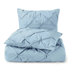 Luxury Cotton Satin Pintuck Duvet Cover Set - Sky Blue - Aura Living