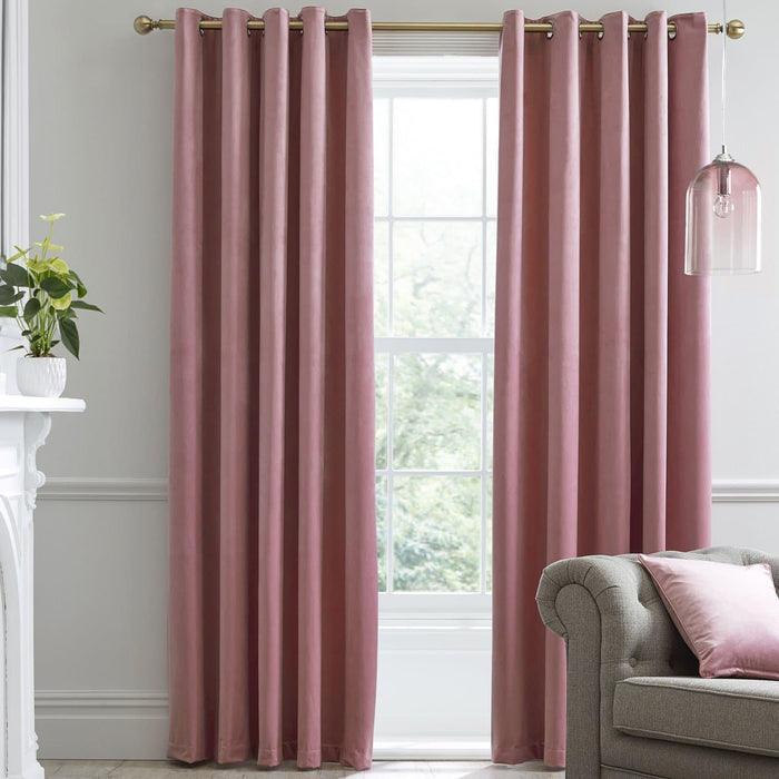 2 PC Plain Dyed Eyelet Curtains with lining-Tea Pink - Aura living