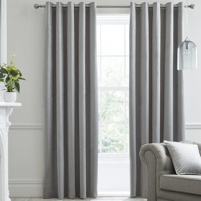 2 PC Plain Dyed Eyelet Curtains with lining-Silver - Aura living
