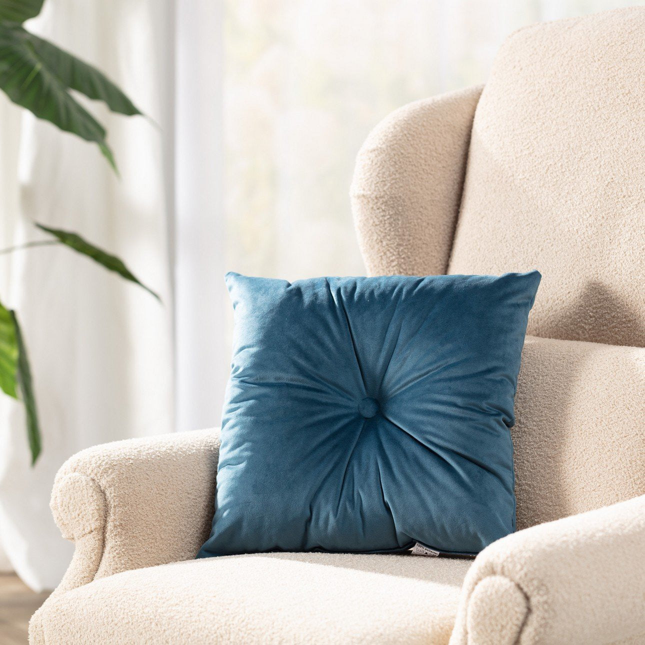 Square Velvet Cushion Covers With Button - Aura Living