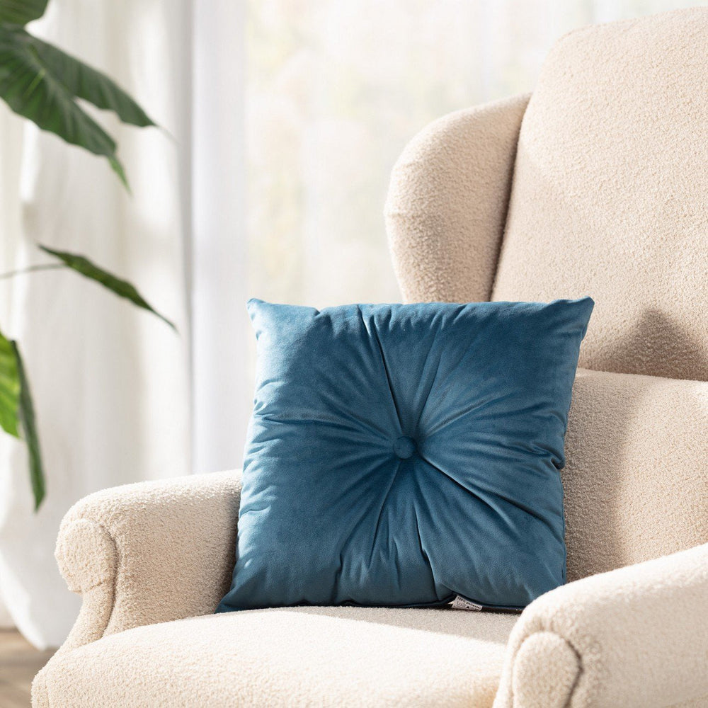 Square Velvet Cushion Covers With Button - Aura Living