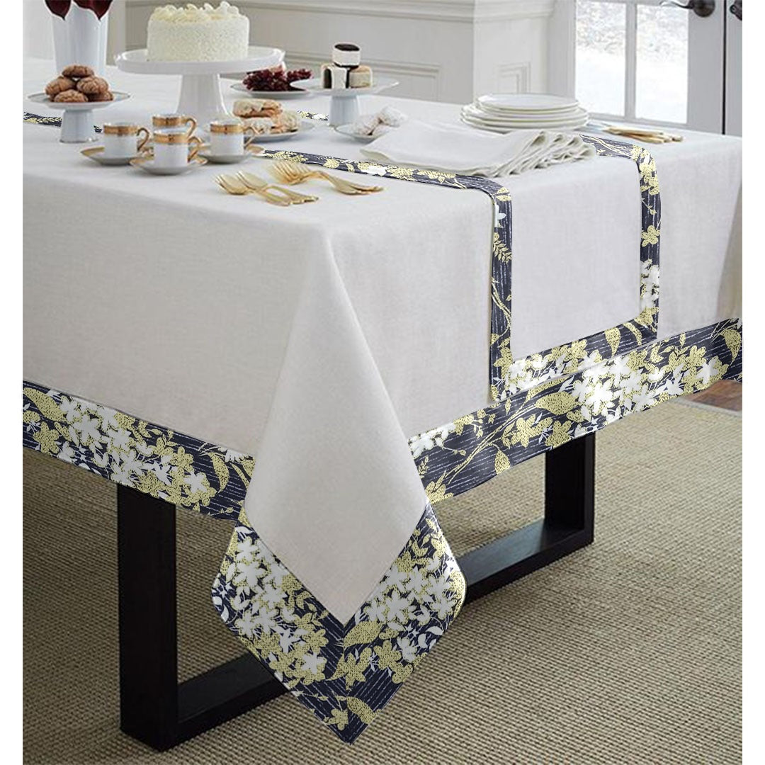 Cotton Tablecloth With Printed Bordered -