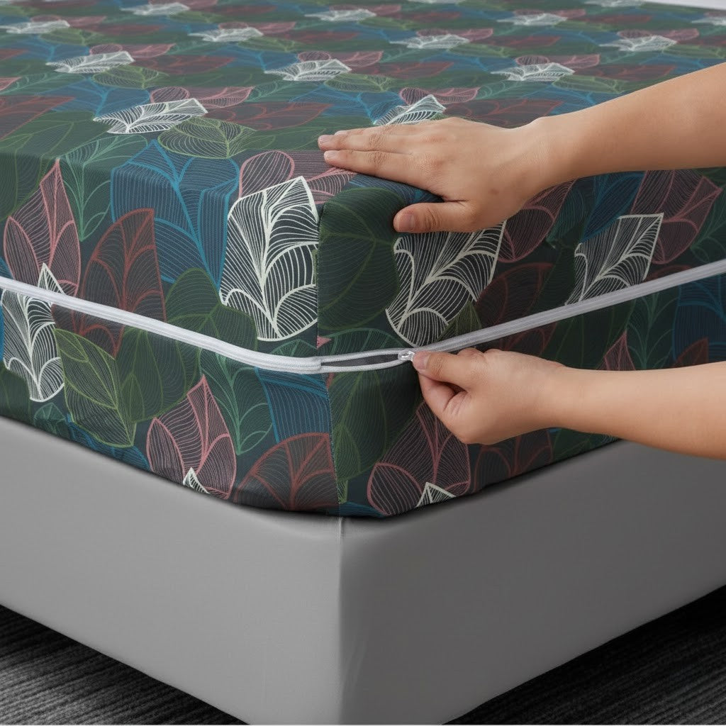 100% Cotton Printed Zipper Mattress Cover -