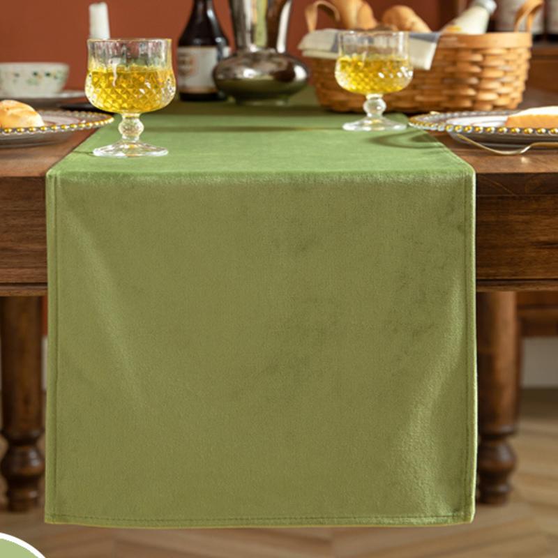 7 Pcs Velvet Table Runner Set- Teal Green - Aura Living