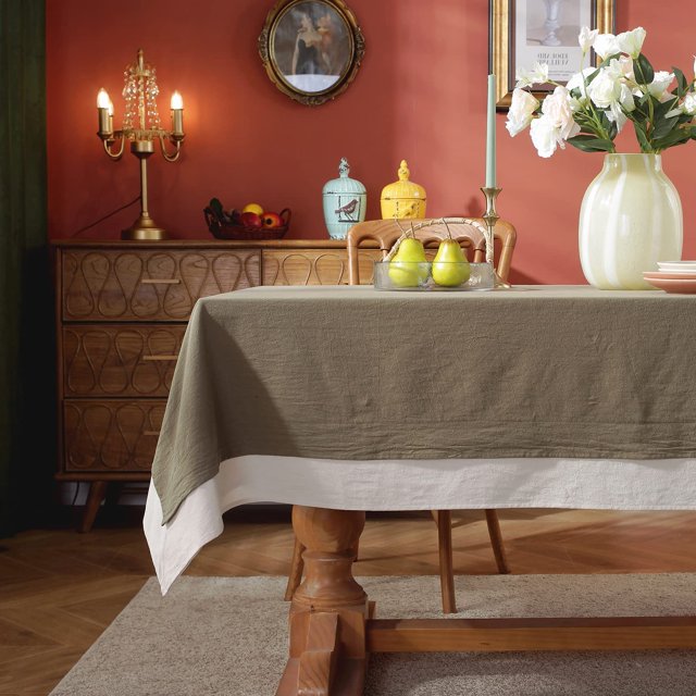 Decorative Tablecloth - Dark Beige With White Bordered - Aura living
