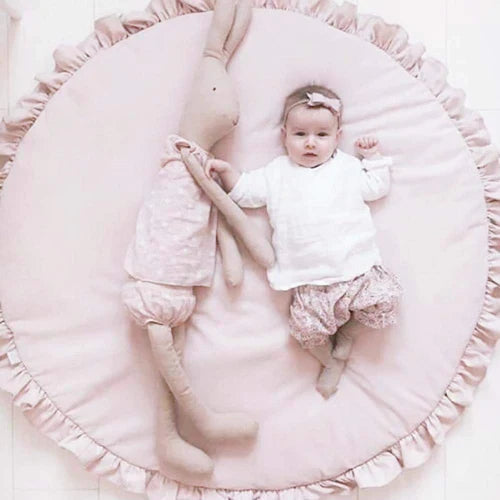 Round Style Baby Rug With Frill - Baby Pink - Aura living