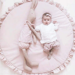Round Style Baby Rug With Frill - Baby Pink - Aura living