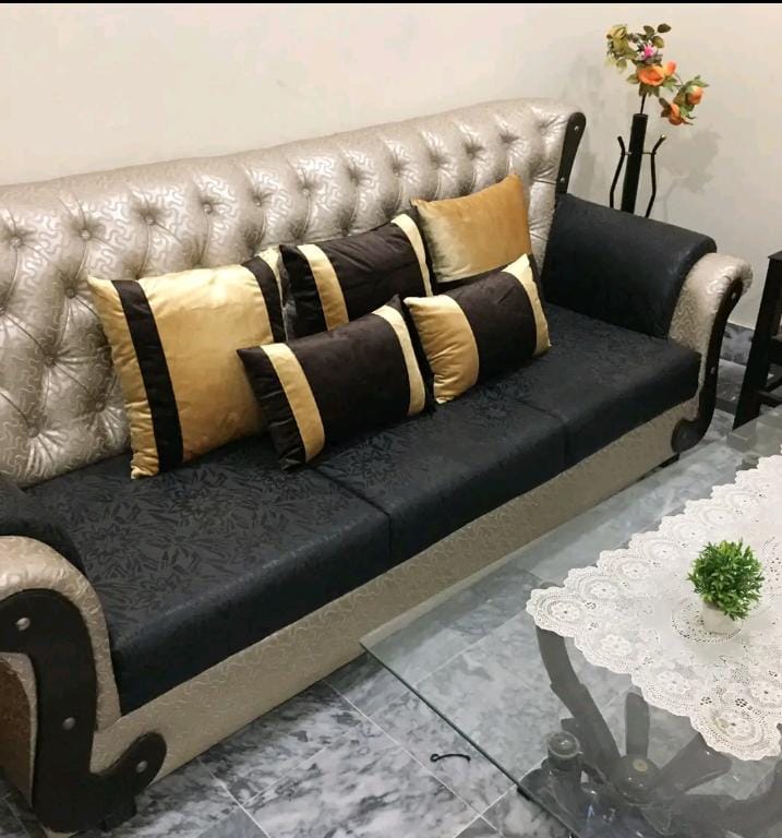 pack of 5 Cabana Strip Cushion Cover Gold and Brown