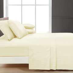 Luxury Strip Satin Bed sheet Set - Creem - Aura Living