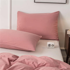 Plain Dyed Duvet Cover Set-Pink - Aura Living