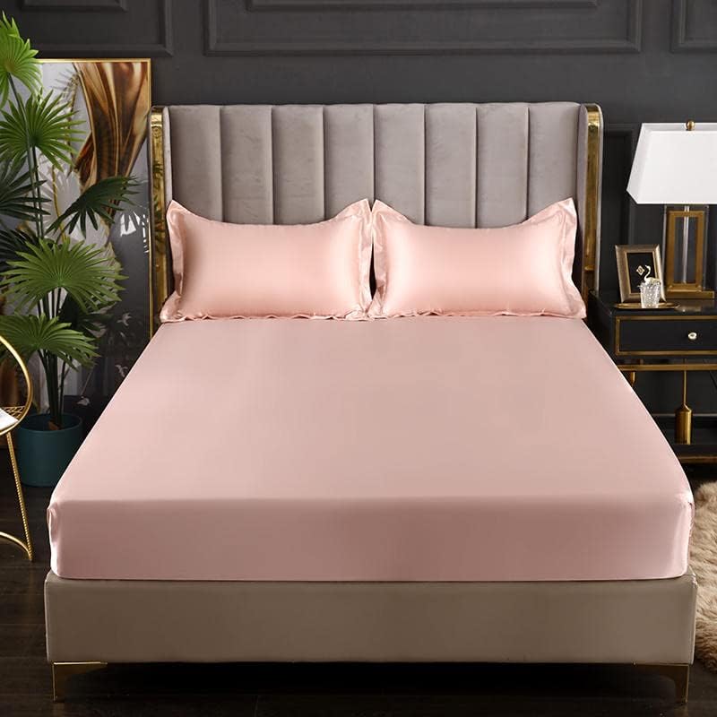 Luxury Egyptian Cotton Satin Fitted Sheet Set - Pink - Aura living