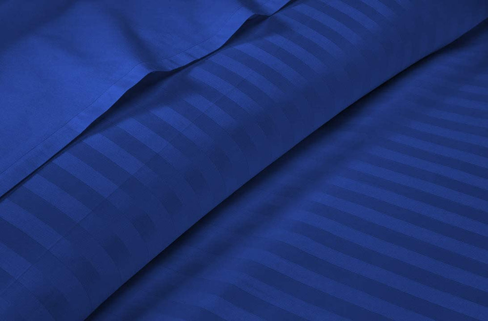 Luxury Strip Satin Bed sheet Set - Royal Blue - Aura living