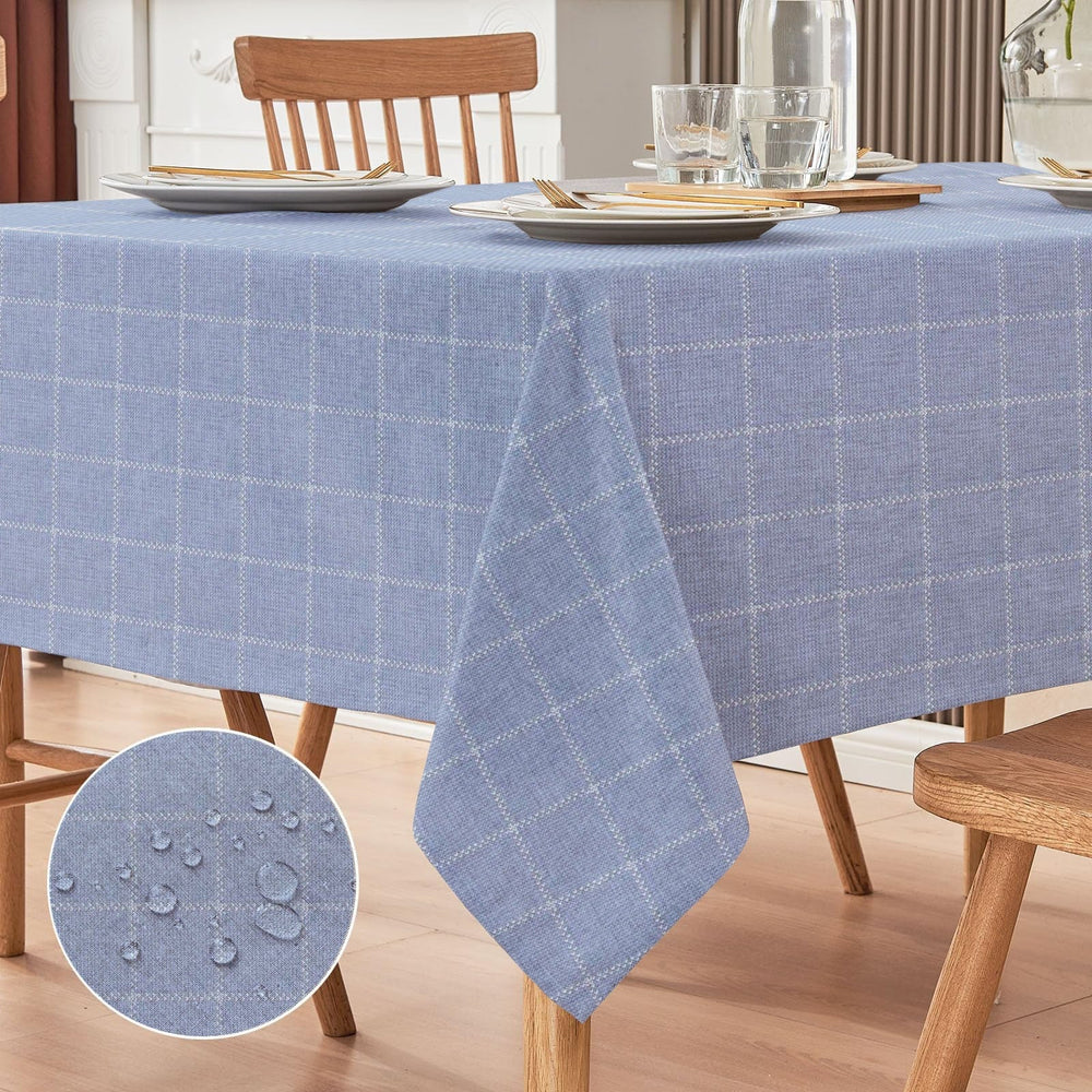 Waterproof Cotton Reversible Dinning Set - Modern Vintage Blue Check - Aura living