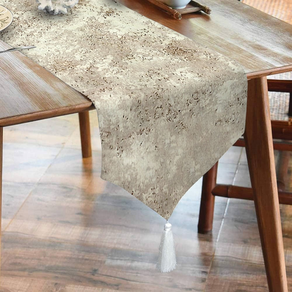 Waterproof Cotton Printed Table Runner With Tasel - Croft - Aura Living