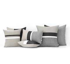 Pack Of 6 Mono Grey And Black Jute Cushions - Aura living