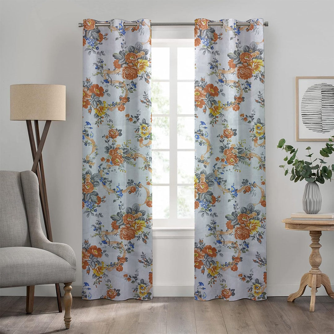 2 PCS PRINTED BLACKOUT CURTAIN ROSE GARDEN BEIGE