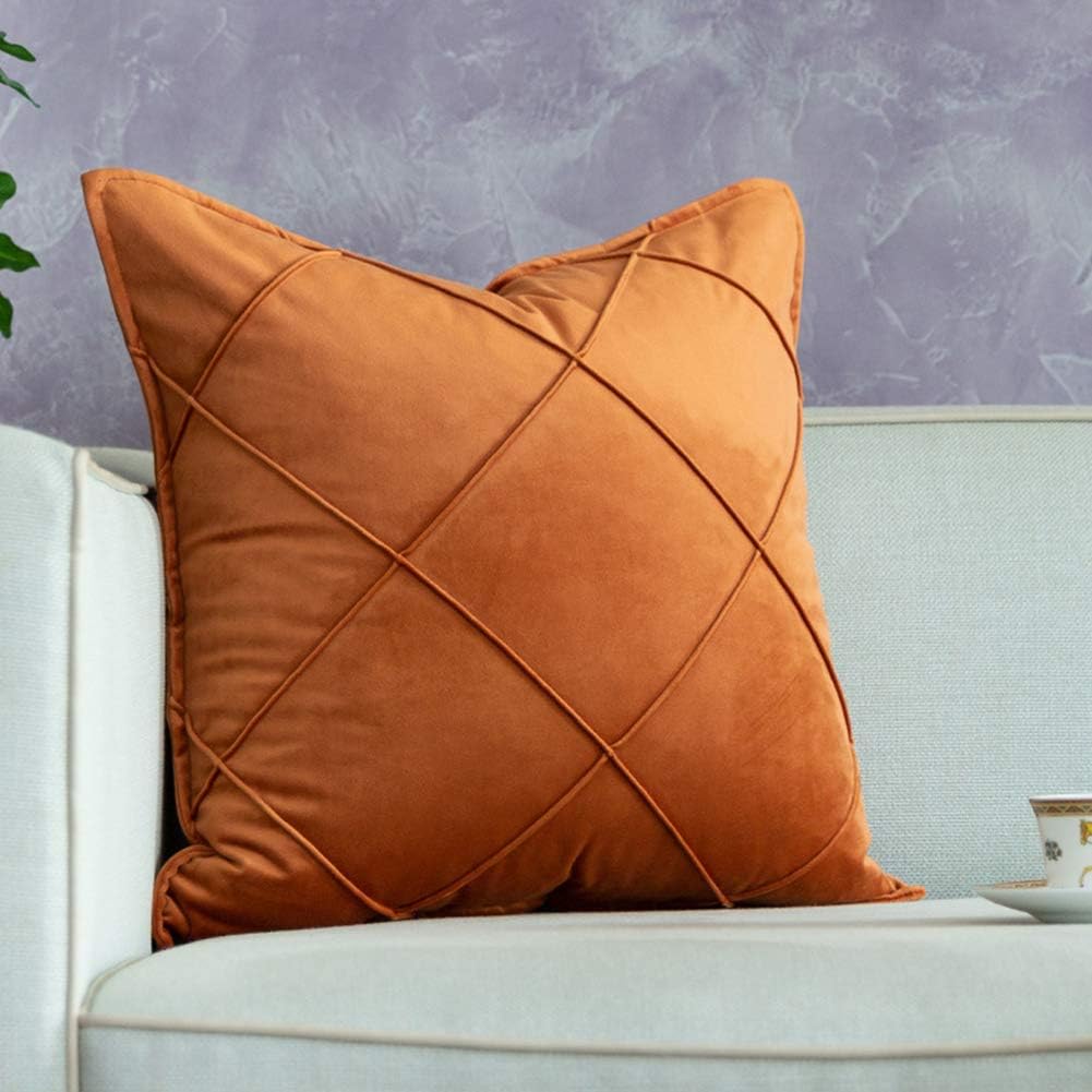 Pack of 2 Velvet Decorative Cross Pleated Cushions - Aura Living