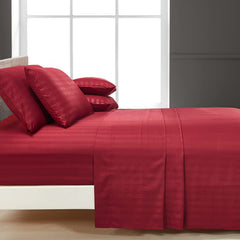 Luxury Strip Satin Bed sheet Set - Mahroon - Aura living