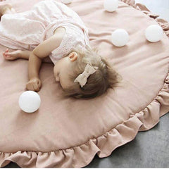 Round Style Baby Rug With Frill - Baby Pink - Aura Living